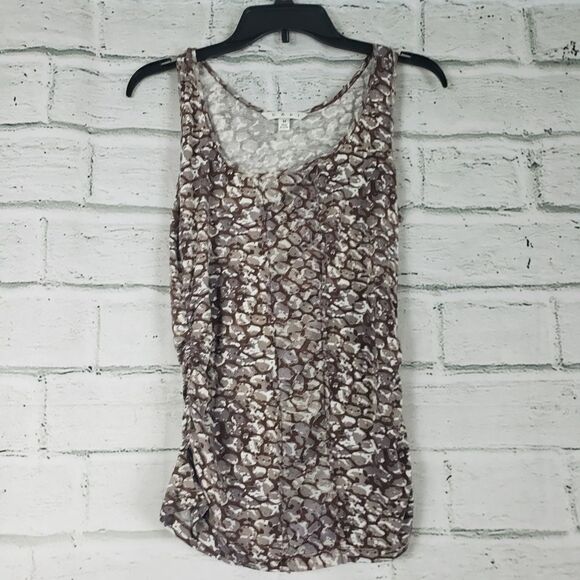 Cabi 967 cobblestone rouched side tank top brown medium rayon - Picture 1 of 8